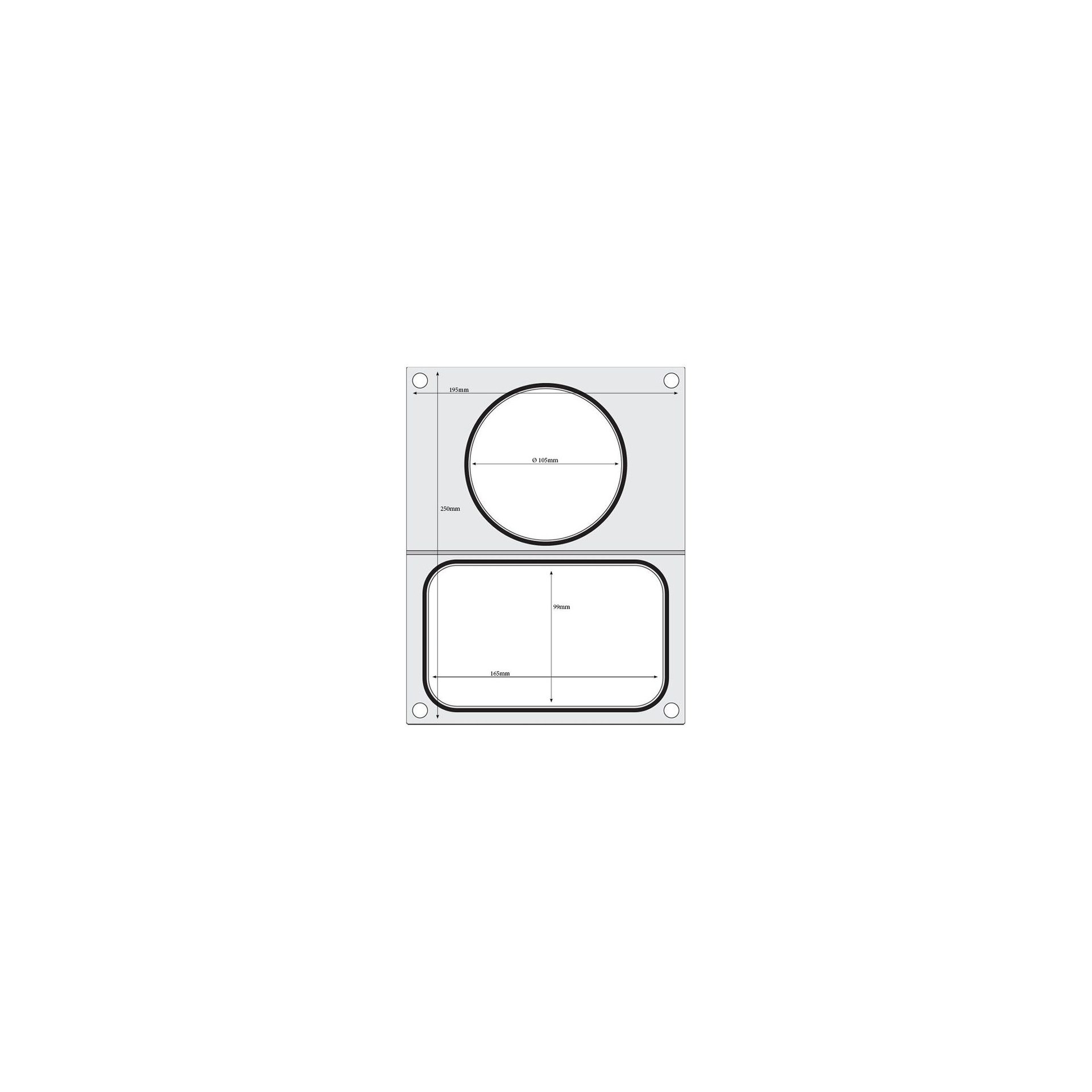 Matrize für Versiegelungsmaschine, zwei Behälter (1x 178x113 mm, 1x ø115 mm) Matrize für Versiegelungsmaschine, zwei Behälter (1x 178x113 mm, 1x ø115 mm)